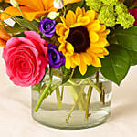 Heavenly Mixed Flowers In Glass Vase