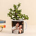 Jade Plant In Personalised White Mug