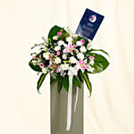 Peace Of Mind Condolence Mixed Flowers Grey Stand