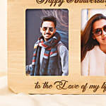 personalised happy anniversary wooden photoframe