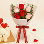 Adorable Teddy Bear Cake and Flowers Bundle