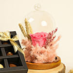 Pink Forever Rose and Assorted Chocolate Box