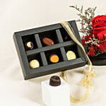 Red Forever Rose and Assorted Chocolate Box