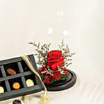 Red Forever Rose and Assorted Chocolate Box