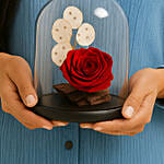 Beautiful Red Forever Rose In Glass Dome