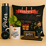 Personalised Caricature with Plant and Cushion