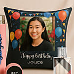 Personalised Cushion and Bottle with Perfume