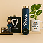 Plant and Personalised Caricature Birthday Set