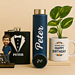 Plant and Personalised Caricature Birthday Set
