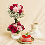 Flower Arrangement with Cake – Mesmerised Pink