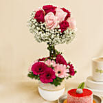 Mesmerised Pink Flowers with Cake