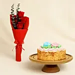 Roses Bouquet & Mini Cheese Cake