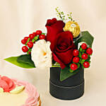 Box of Roses With Mini Cheese Cake