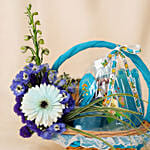Lucky Baby Feed Essential Blue Basket with Flowers