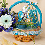 Lucky Baby Feed Essential Blue Basket with Flowers