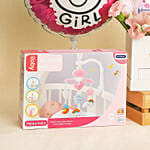 Pink Box Baby Girl Gift Set with Flowers, Balloon & Baby Care Kit