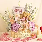 Congratulation MOM It's a Girl Flowers Basket