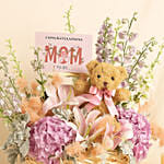 Congratulation MOM It's a Girl Flowers Basket