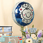 Its a Baby Boy Flowers Arrangment giftset with Balloon