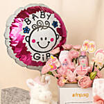 Its a Baby Girl Flower giftset and Balloon