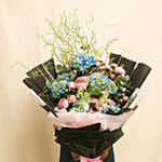 Hydrengea And Boombastic Roses Long Bouquet