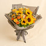 Striking Mixed Flowers Beautifully Wrapped Bouquet