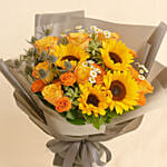 Striking Mixed Flowers Beautifully Wrapped Bouquet