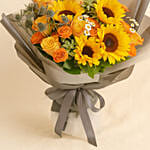 Striking Mixed Flowers Beautifully Wrapped Bouquet