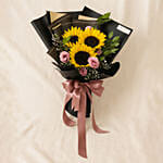 Sunflower N Lisianthus Beautifully Wrapped Bouquet