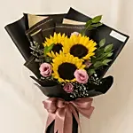 Sunflower N Lisianthus Beautifully Wrapped Bouquet