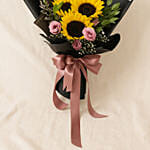 Sunflower N Lisianthus Beautifully Wrapped Bouquet