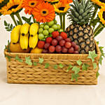 Sunflowers, Gerberas & Exotic Fruits Celebration Basket