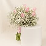 Pink Tulip & Baby’s Breath Bridal Bouquet