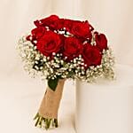 Red Roses & Baby's breath wedding Bouquet