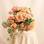 Romantic Peach Rose Waterfall Bouquet for Brides