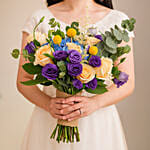 Vibrant Purple & Yellow Bridal Bouquet