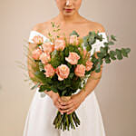 Vintage Rose Bridal Bouquet with Lush Greenery