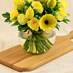 Bright Mixed Flowers Fish Bowl Vase