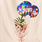 Dignified Mixed Flowers Bouquet with Birthday Balloon Set