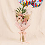 Dignified Mixed Flowers Bouquet with Birthday Balloon Set