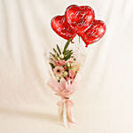 Dignified Mixed Flowers Bouquet with I Love You Balloon Set