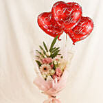 Dignified Mixed Flowers Bouquet with I Love You Balloon Set