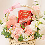 Elegant Flower Basket with Lindt Lindor Chocolates