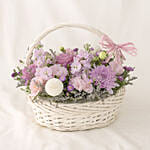 Enticing Mixed Flowers Round Basket