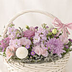 Enticing Mixed Flowers Round Basket