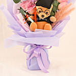 Graduation Gift – Teddy Bear with Fresh Flowers Bouquet
