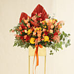 Heavenly Mixed Flowers Golden Stand