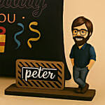 Personalised Caricature with Plant and Cushion