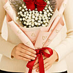 3 Red Roses Hand Bouquet