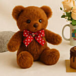 Birthday Floral Mug Arrangement with Teddy N Chocolate Cake